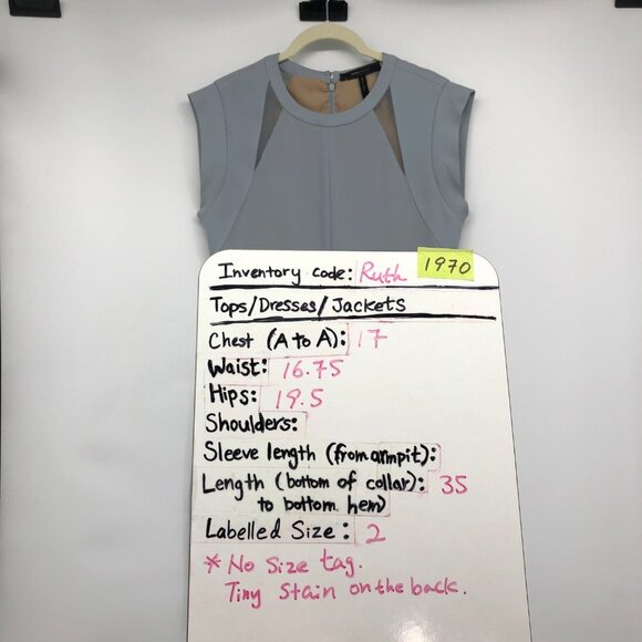 BCBGMaxAzria Alysha Slate Blue Grey Cowl Sleeve Mini Sheath Dress size 2 - Picture 15 of 16